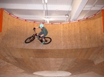 The wall ride in the pump track at the Lumberyard.